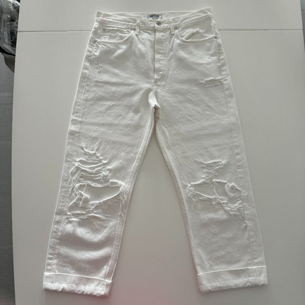 Agolde White 90s Mid Rise Loose Fit Jeans Button Fly, Size 29 - Picture 14 of 17